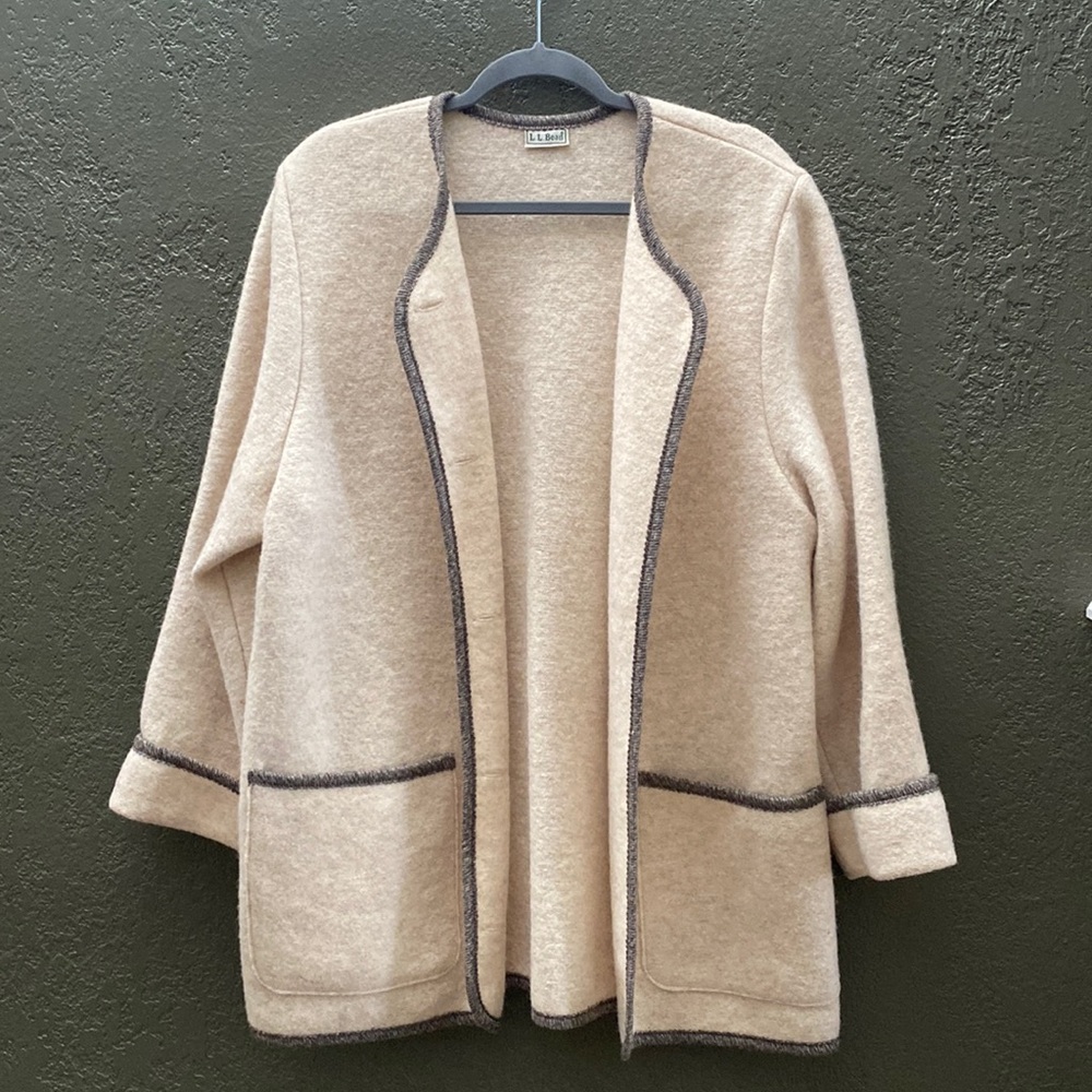 LL Bean wool cardigan sweater coat